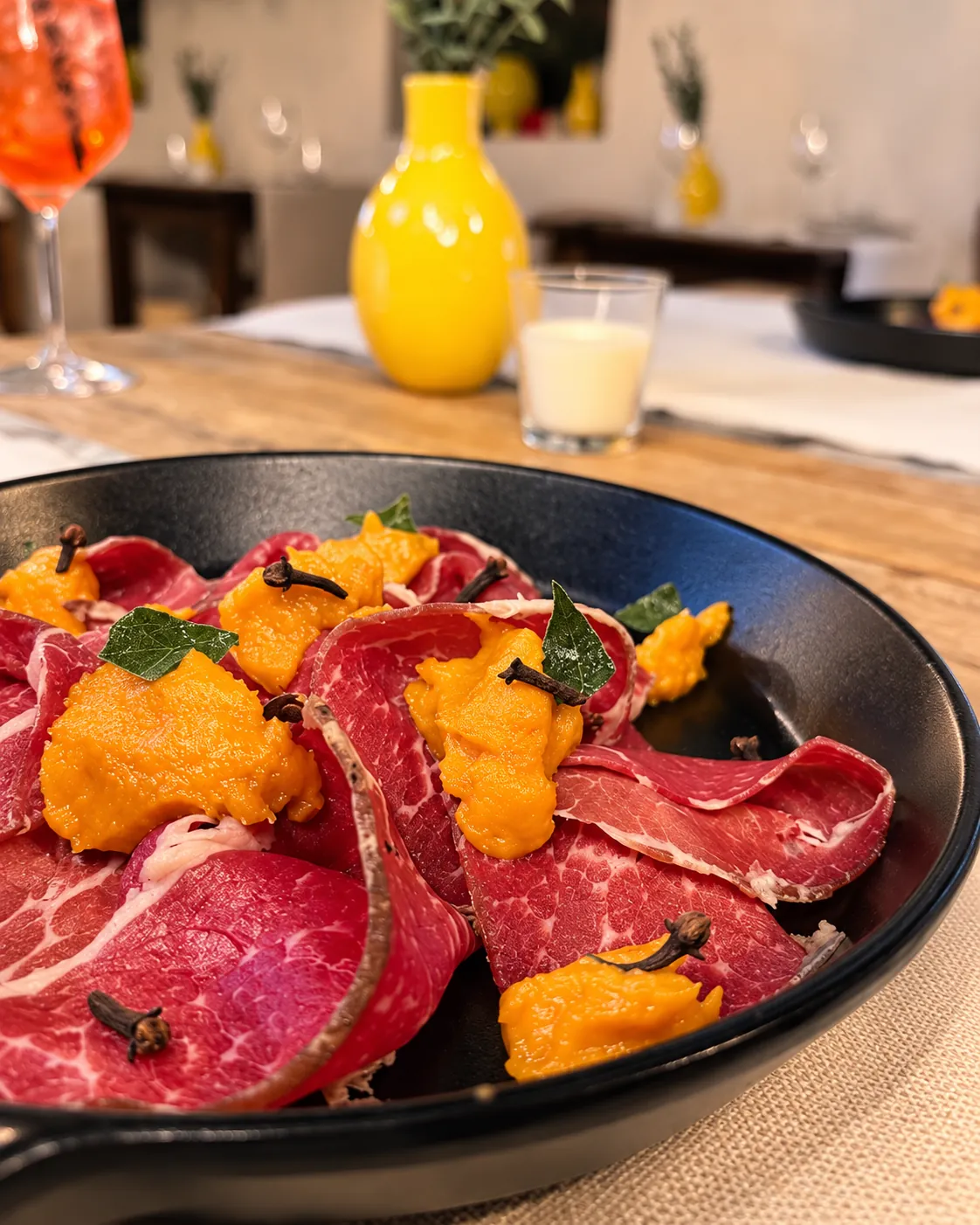 Carpaccio con crema di zucca