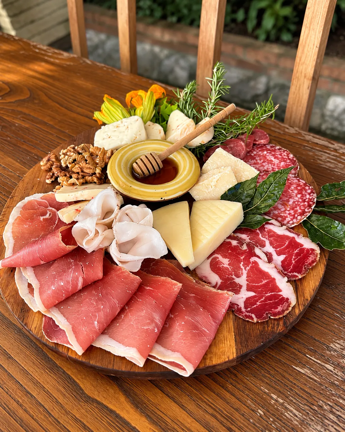Tagliere di salumi, formaggi, miele e noci