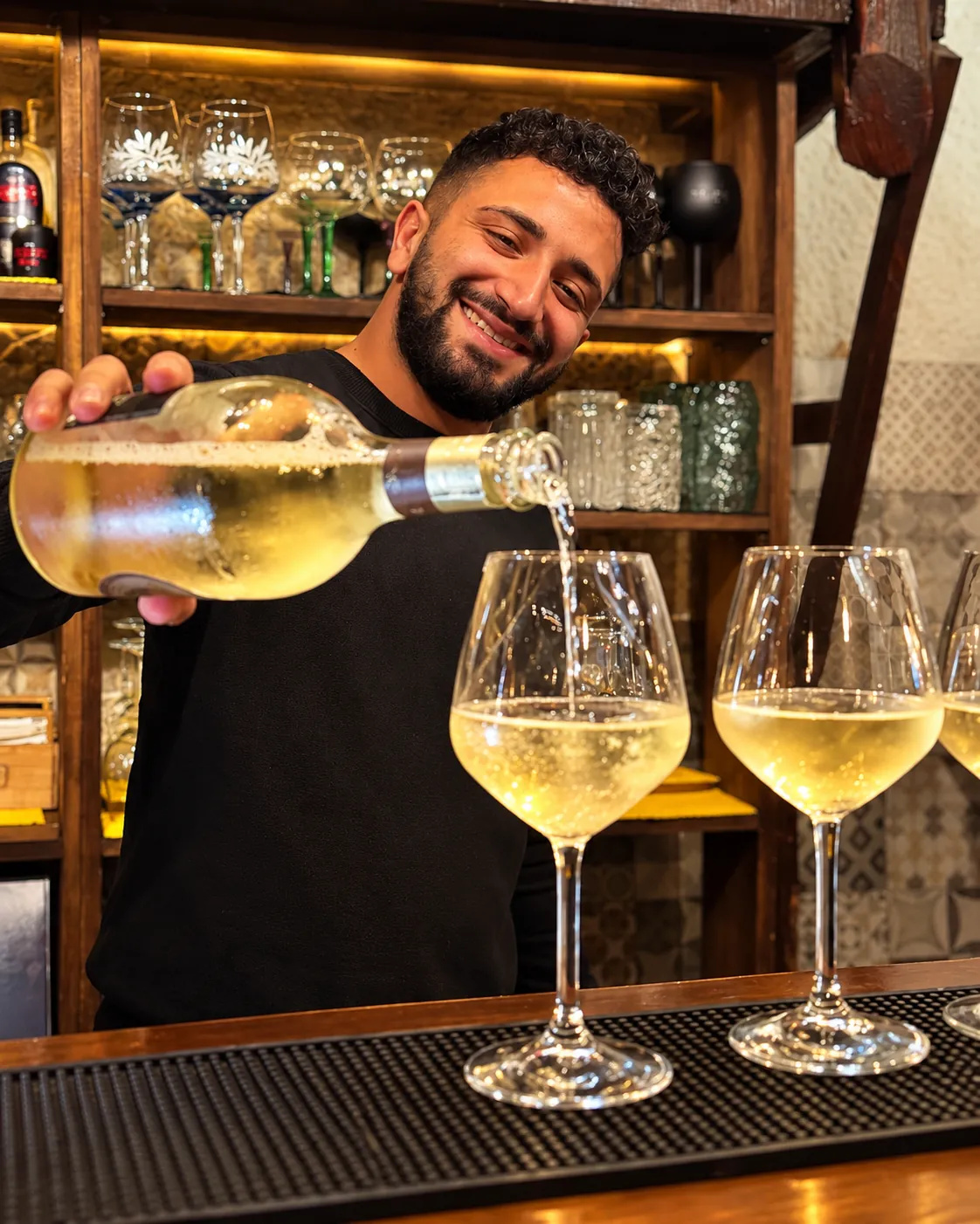Vino bianco servito al bancone