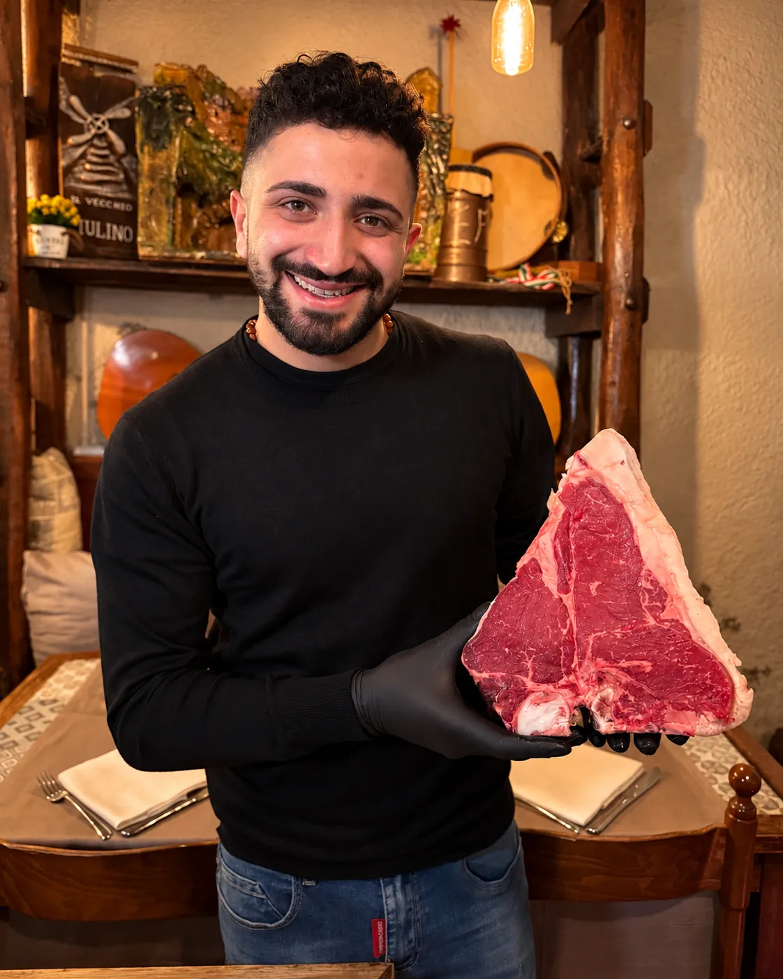 Il titolare con una fiorentina in sala