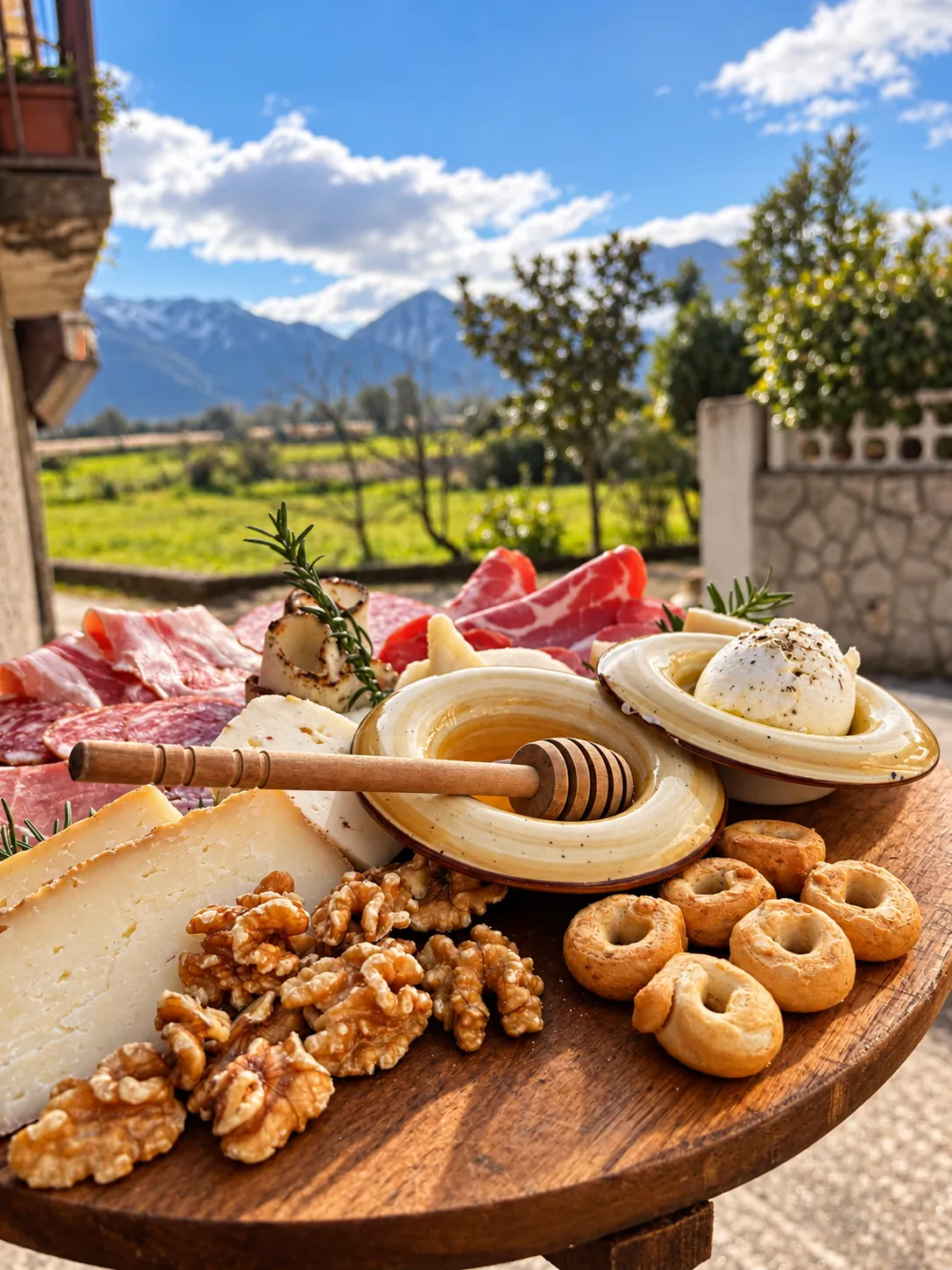 Tagliere con vista sulle montagne